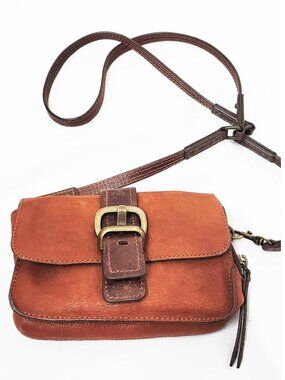 Cynthia Vincent Womens Brown Leather Mini Crossbody Bag Purse